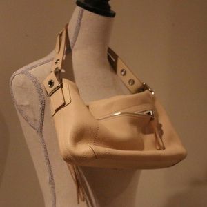 Coach Cream Pebble Leather Shoulder Purse Tote Bag